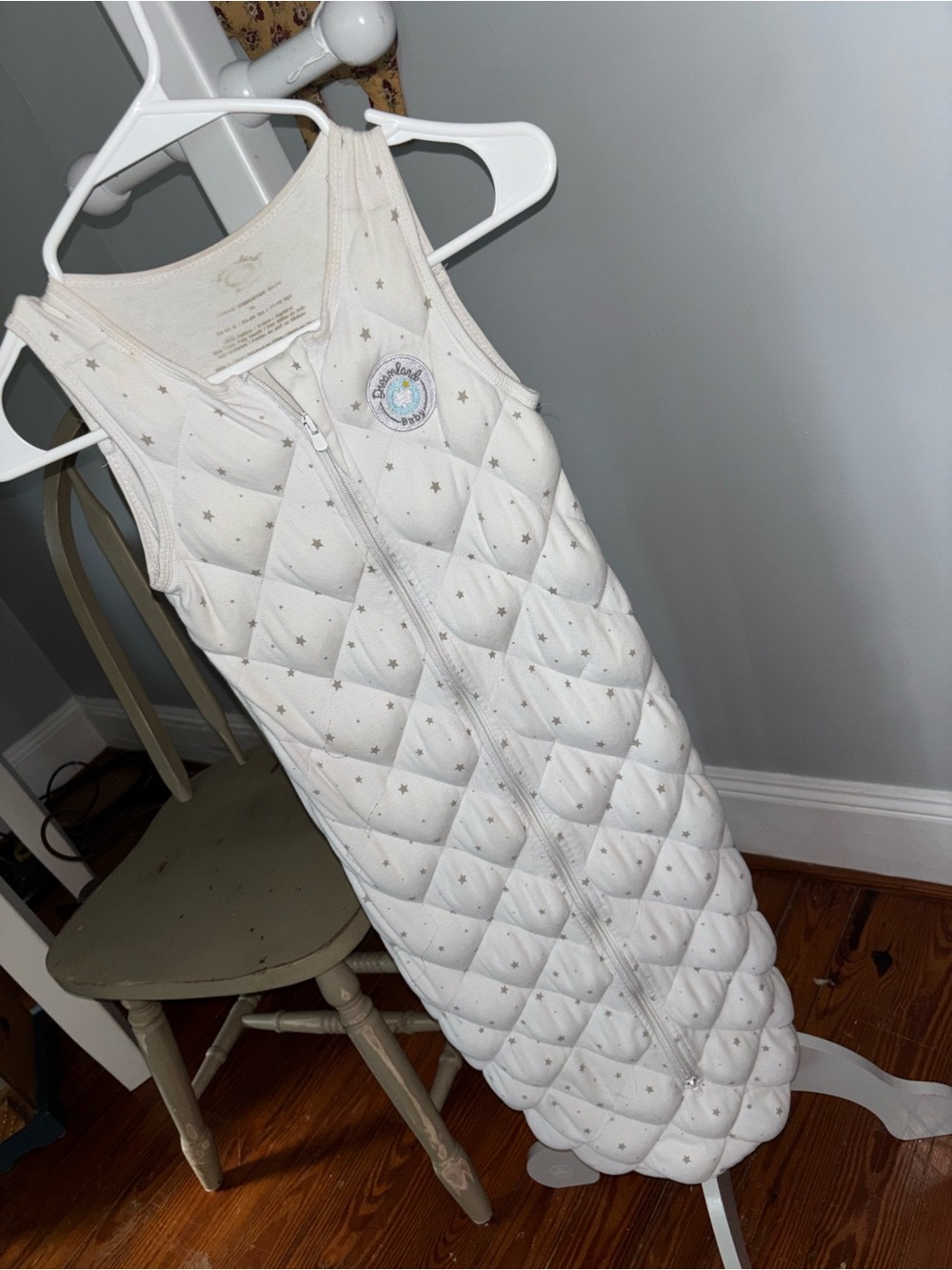 Baby Quilted Sleep Sack in Cream with Star Print 3-4T